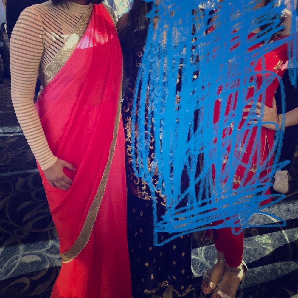 Ombré Saree/Sari, Pink/Orange